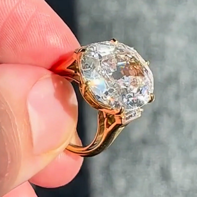 10.60ct Oval Cut Baguette Balance Engagement Ring -JOSHINY