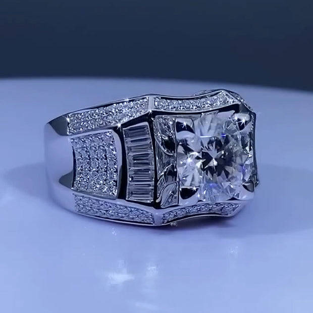 6ct Round Cut Deluxe Set Sterling Silver Men's Ring -JOSHINY
