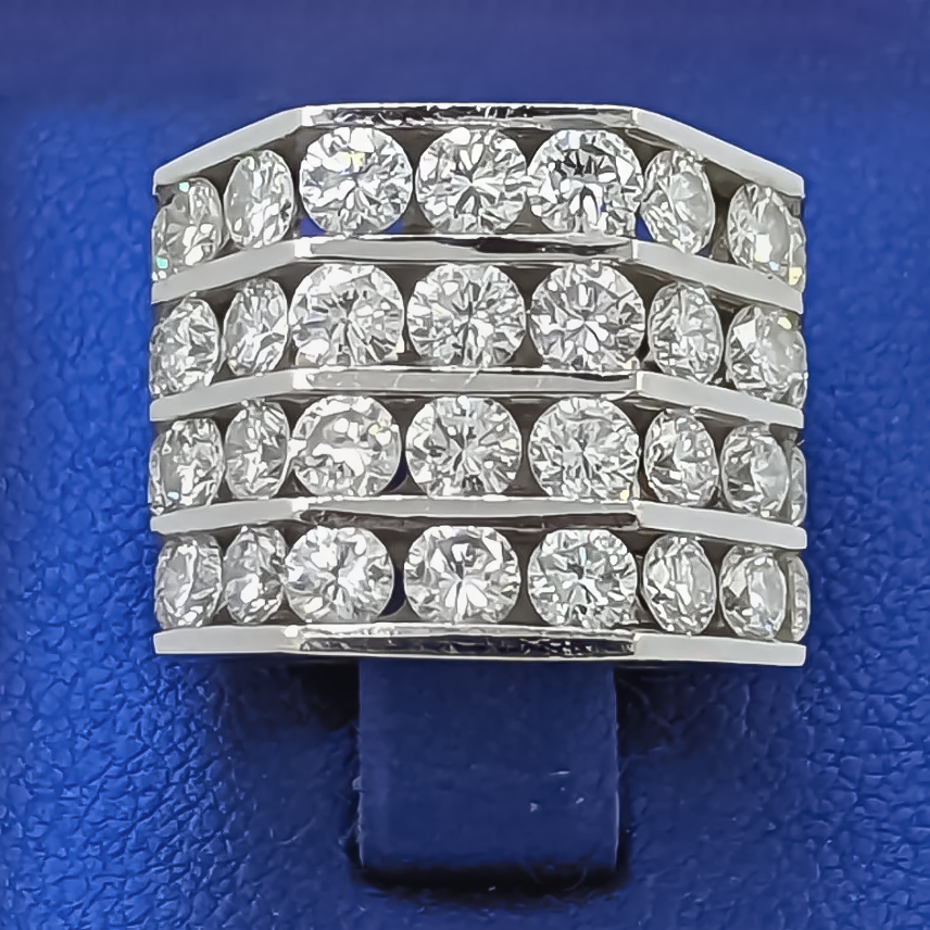 Stylish 8 ctw Round Cut White Gemstone Row Ring -JOSHINY