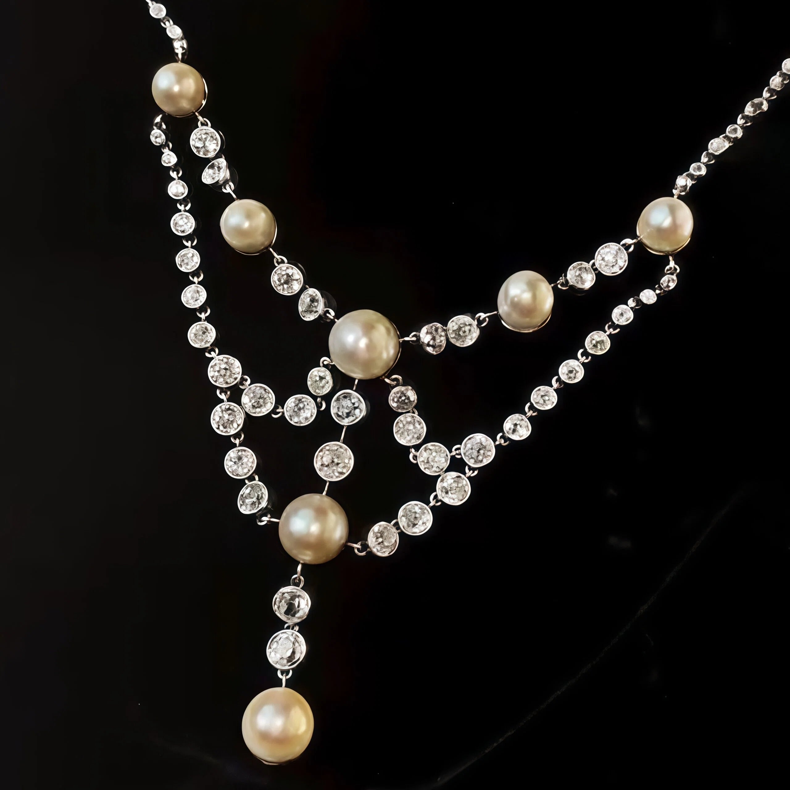 Gorgeous double-layered pearl and gemstone necklace-JOSHINY
