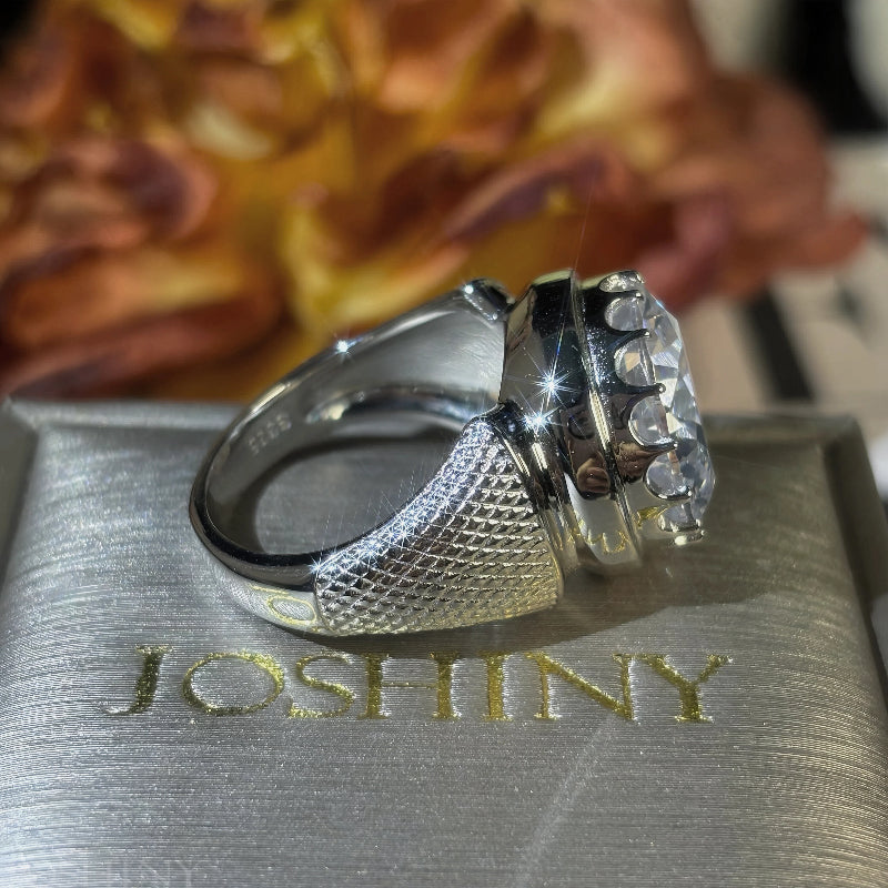 4.0Ct Round Cut Blue Gemstone Stirrup Model Ring -JOSHINY