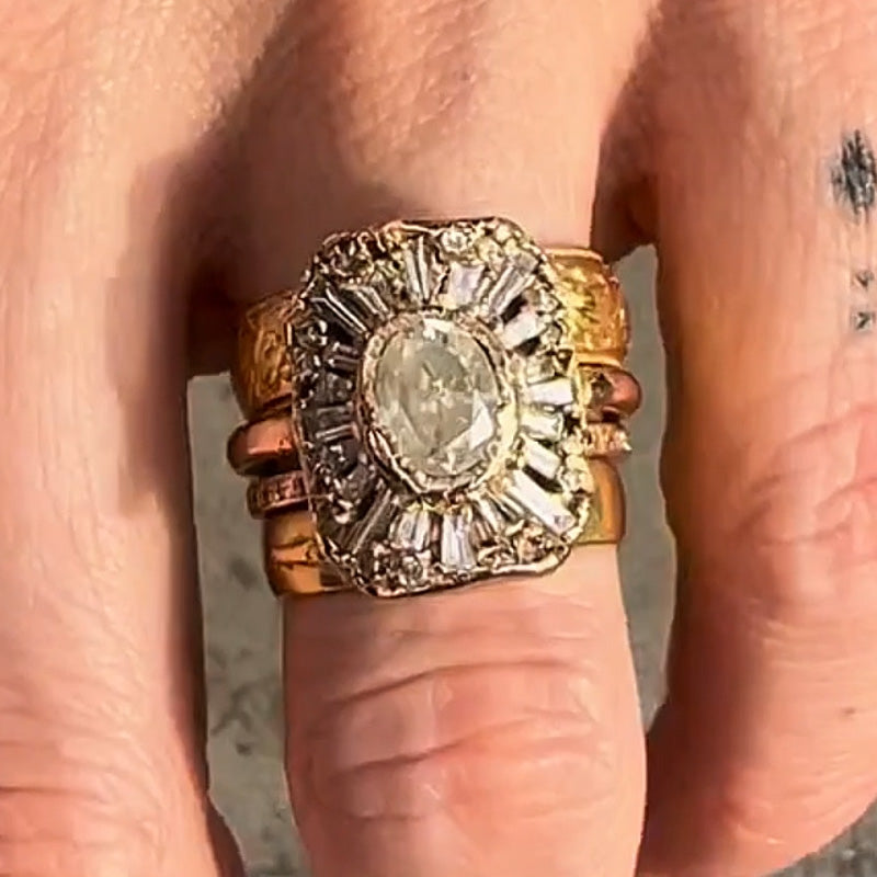 3.0ctw Oval Cut Extraordinary Cocktail Stacking Ring -JOSHINY