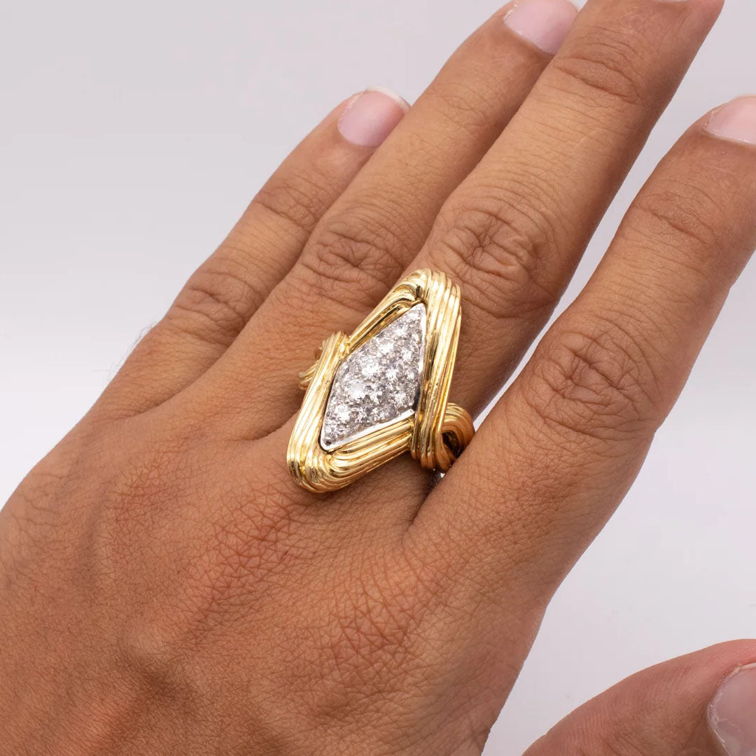 3.55ctw 1970s Vintage Twisted Cluster Gemstone Ring -JOSHINY