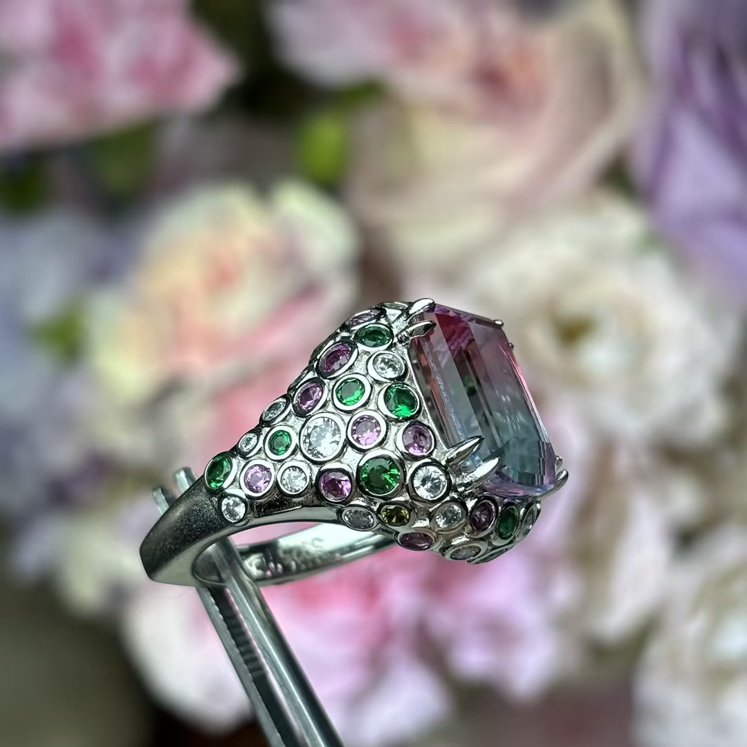 7ctw Watermelon Tourmaline Multicolor Gemstone Ring-JOSHINY