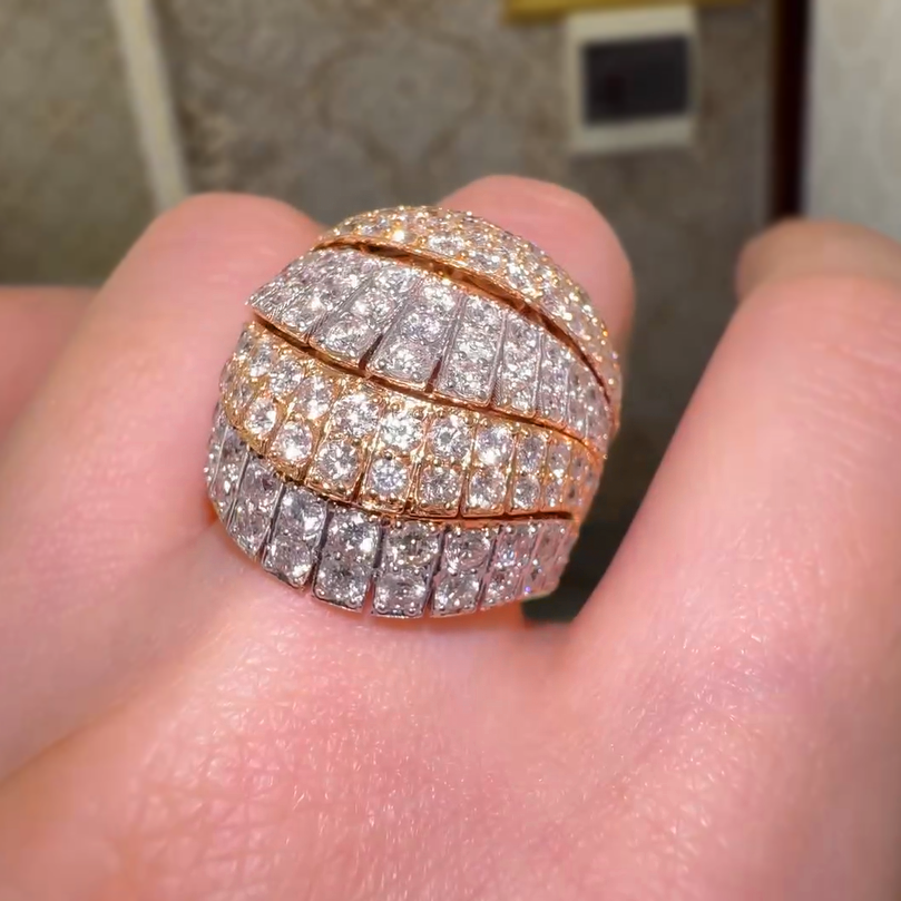 6 ctw Round Cut White Gemstone Pavé Ring -JOSHINY