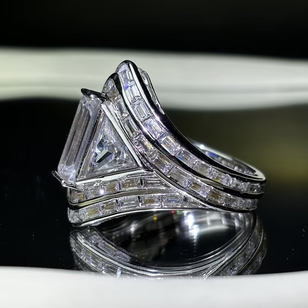 5 Ctw Baguette Cut White Cubic Zirconia 925 Sterling Silver Ring-JOSHINY