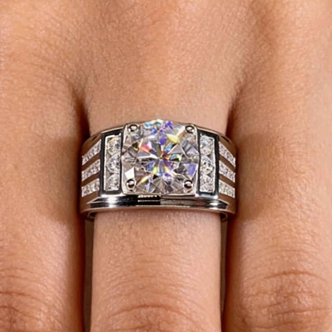 3.8 ctw Round Cut White Gemstone Ring