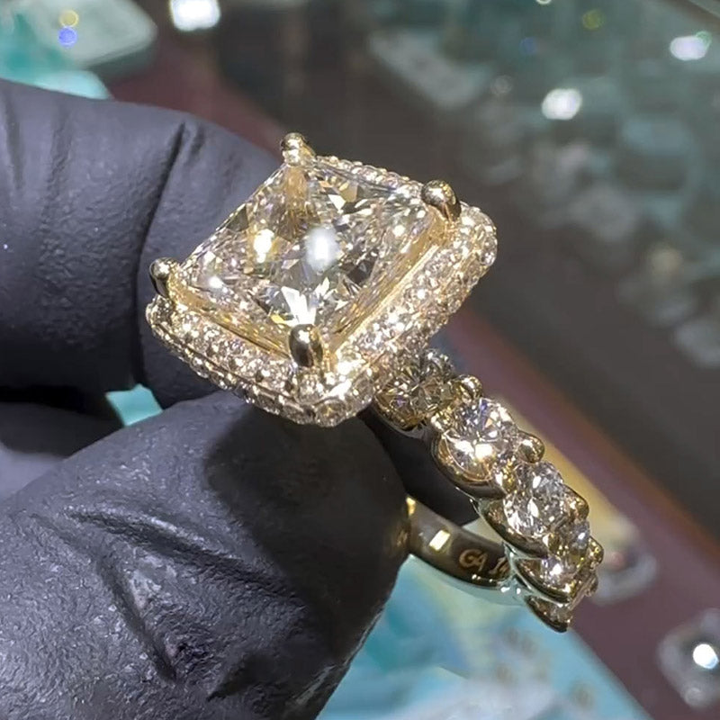 Latest 6ct Princess Cut Stones Engagement Ring -JOSHINY