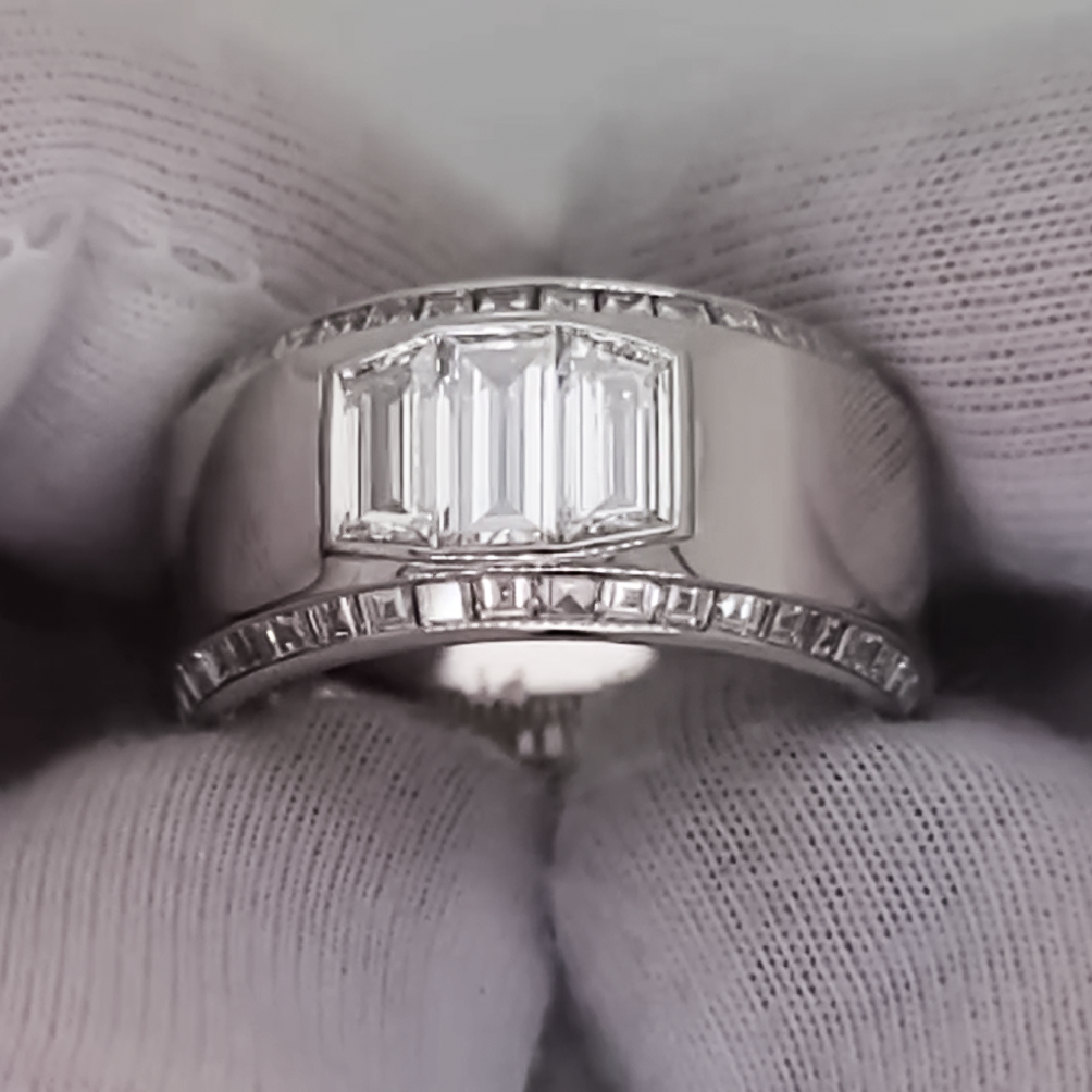 Stylish 2 ctw Baguette & Trapezoidal Cut White Gemstone Ring -JOSHINY