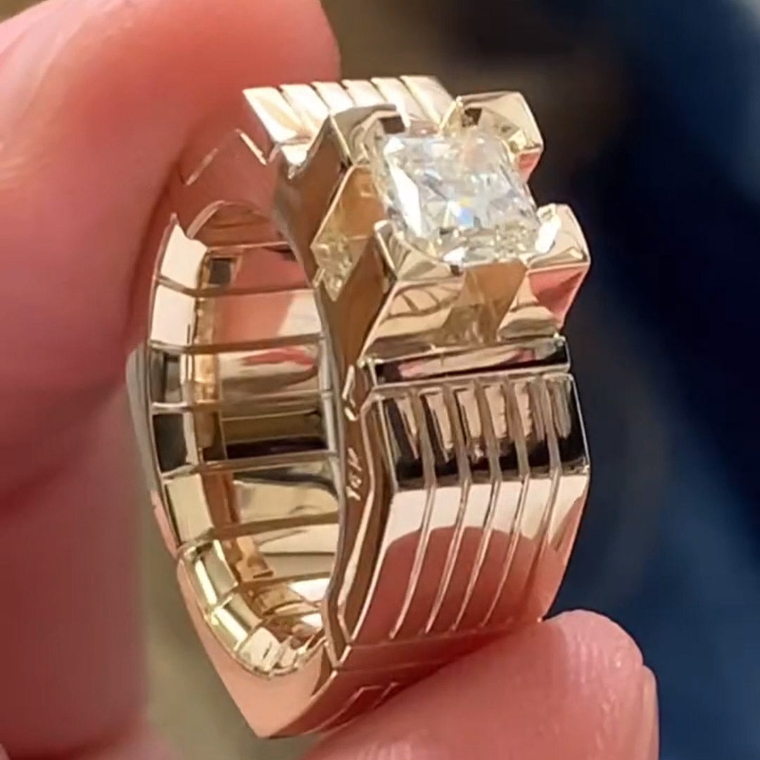 4.0ct Long and Square Octagon Modern Style Gemstone Ring-JOSHINY
