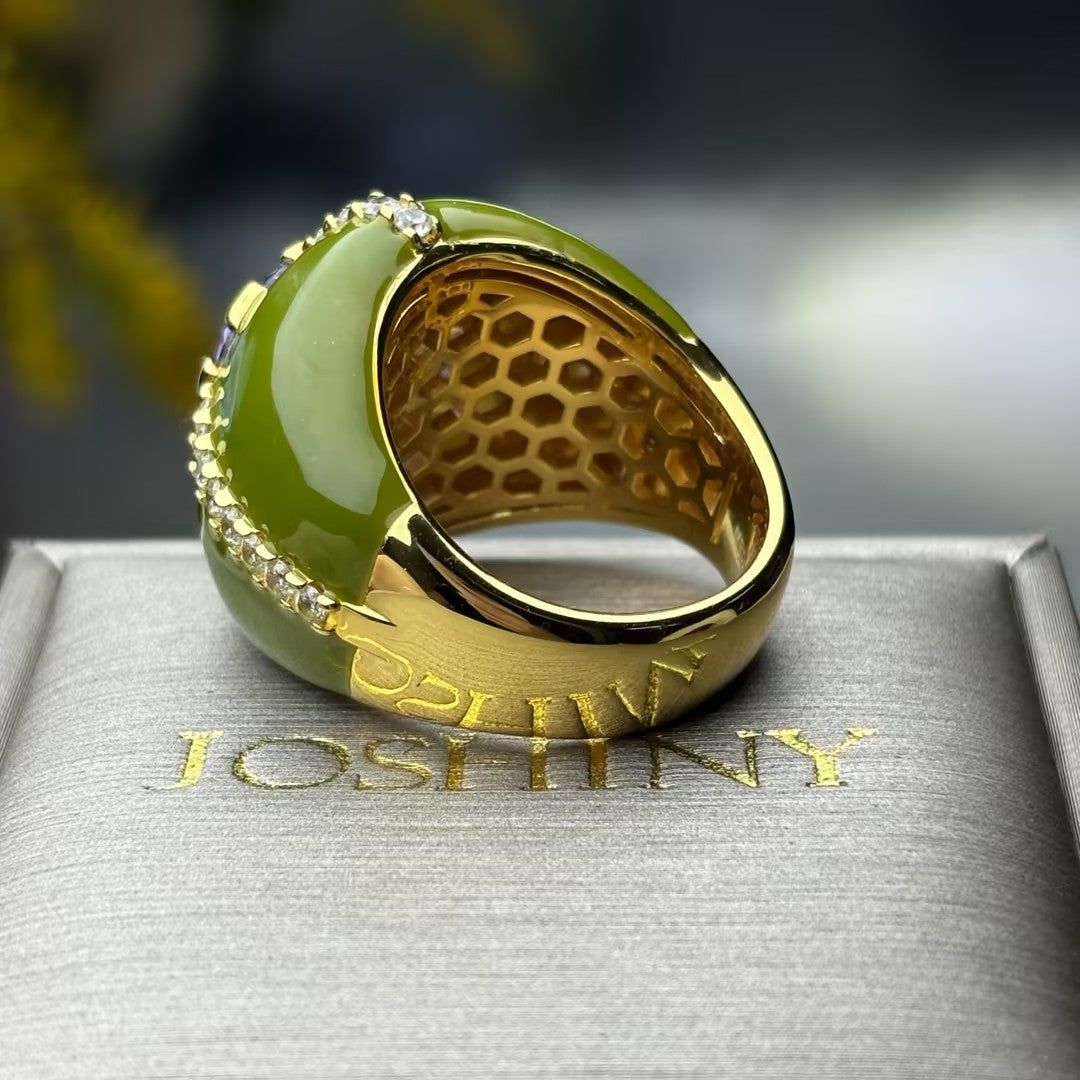 Unique artistic style brightly colored gemstone ring-JOSHINY