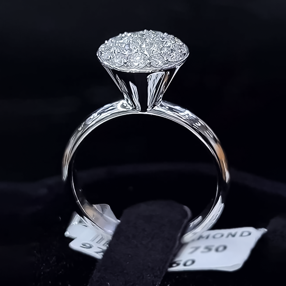 Simple 0.7 ctw Round Cut White Gemstone Pavé Engagement Ring -JOSHINY