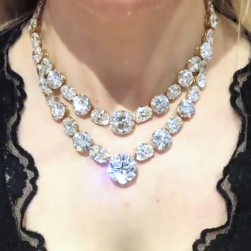 109ctw round and oval cut alternating settings necklace-JOSHINY
