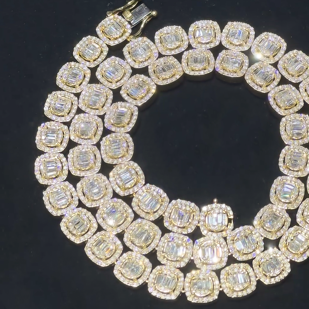 Stylish 40 ctw Round & Baguette Cut White Gemstone Necklace -JOSHINY