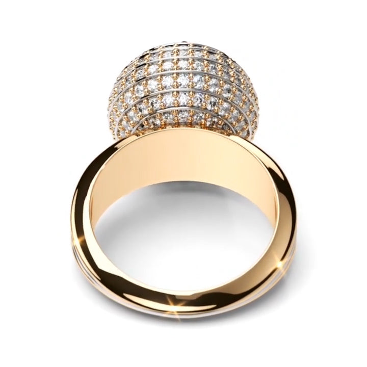 2.3ct Round Cut Two Colour Queen Gemstone Gold Ring -JOSHINY