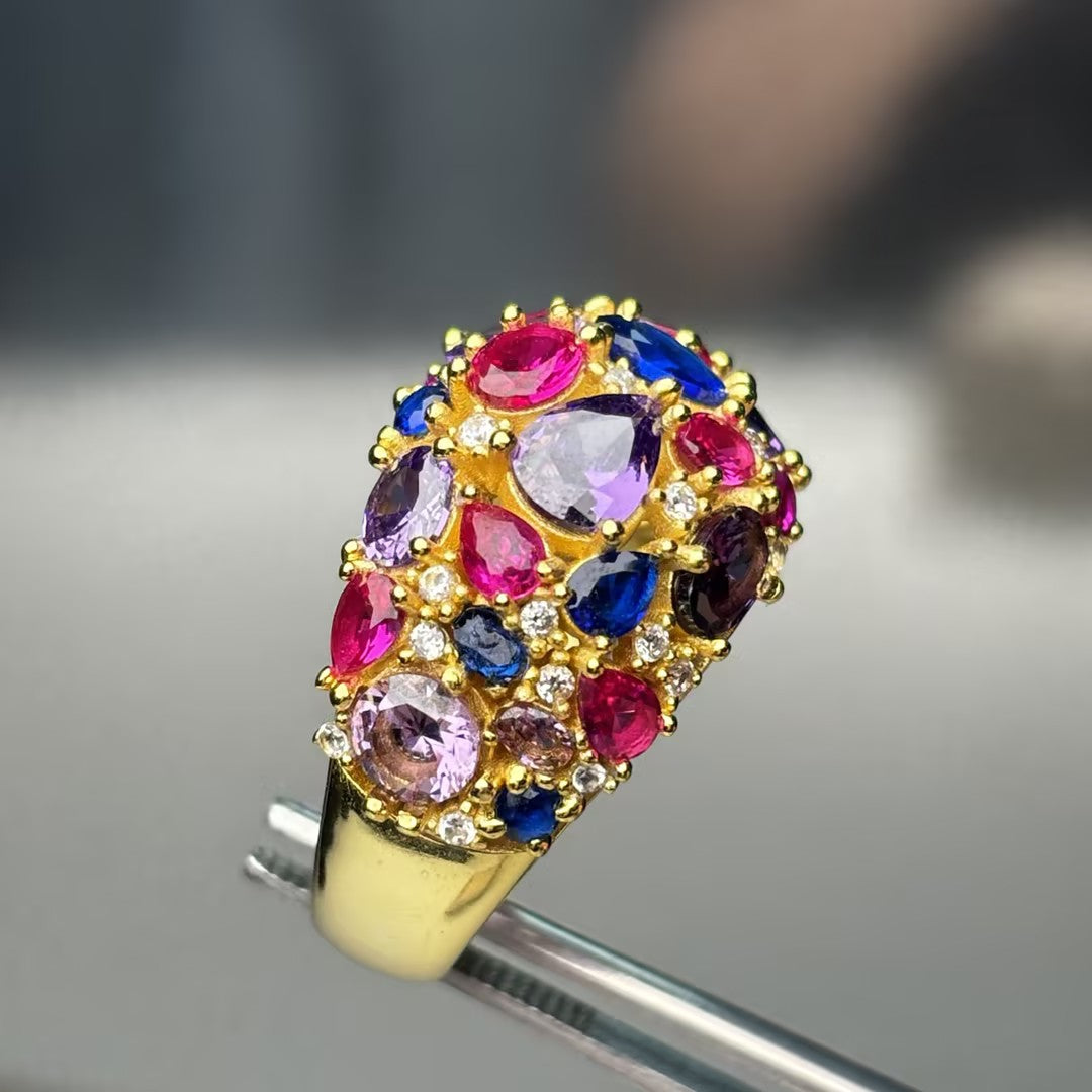 4.0Ctw Violet Kaleidoscope Gemstone Ring-JOSHINY