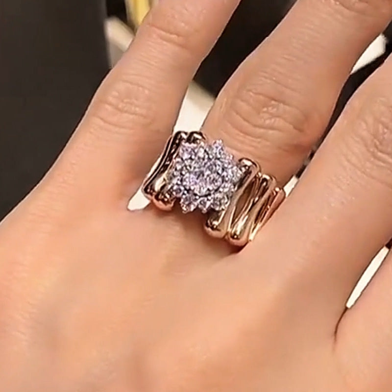 0.5ctw Bone Patchwork Shape Gemstone Engagement Ring  -JOSHINY