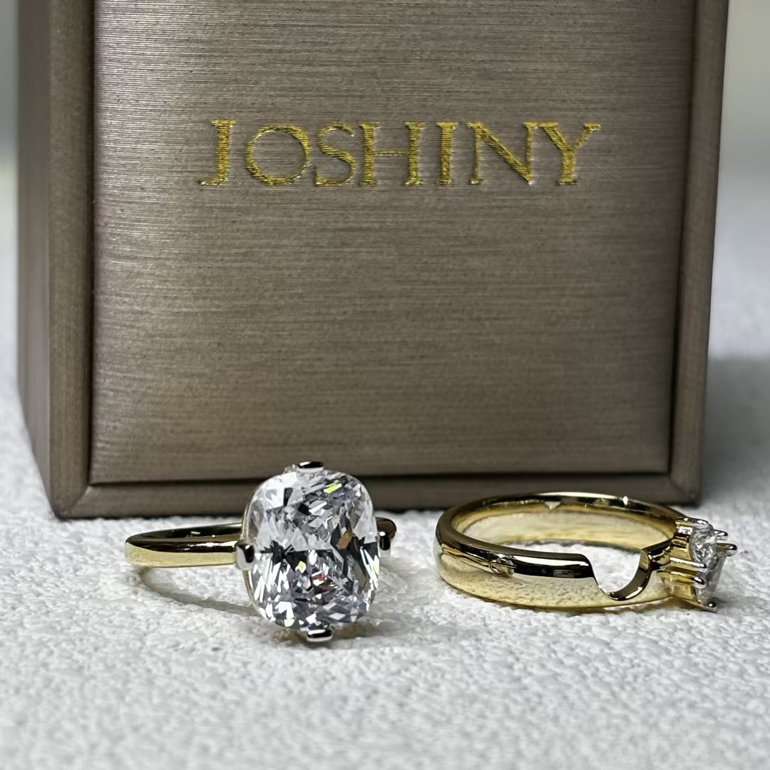 3.0Ctw Rectangular Cushion-Shaped Stacked Engagement Ring-JOSHINY