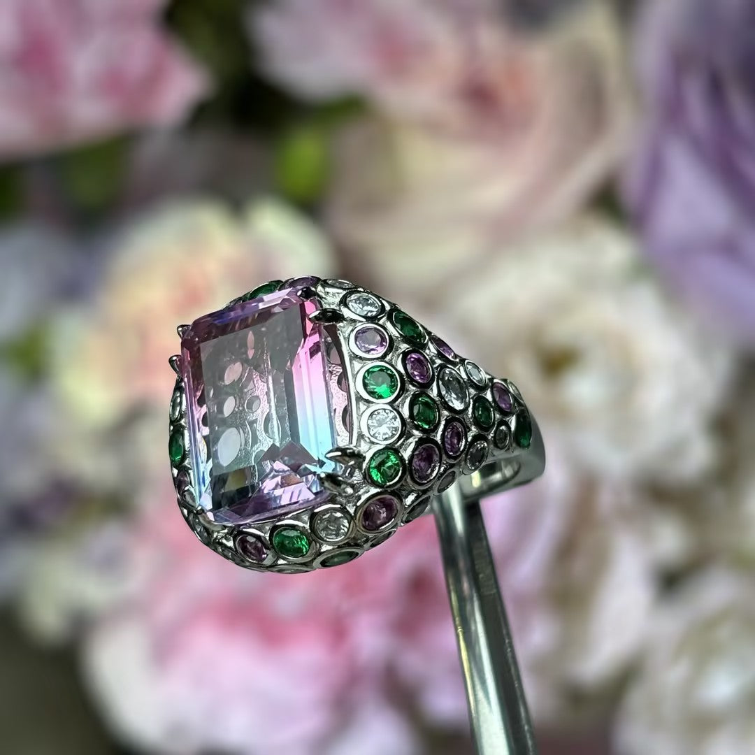 7ctw Watermelon Tourmaline Multicolor Gemstone Ring-JOSHINY