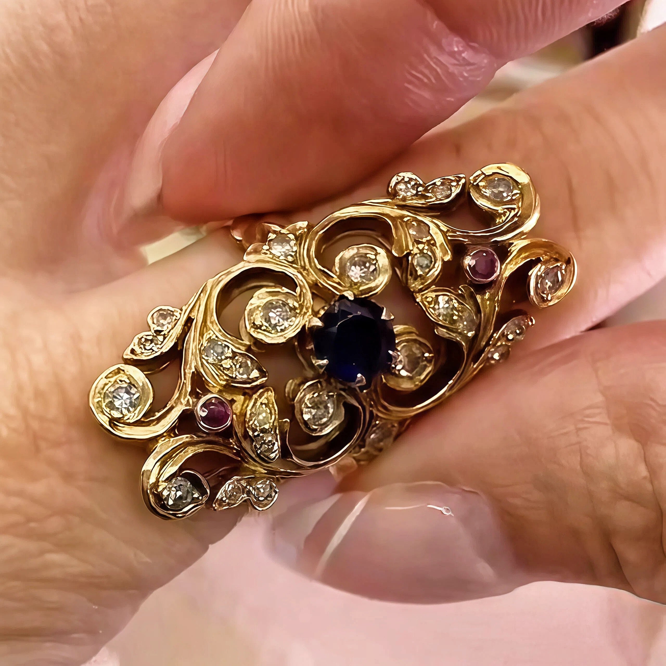 1.01ctw 30's Vintage Gemstone Cocktail Ring -JOSHINY