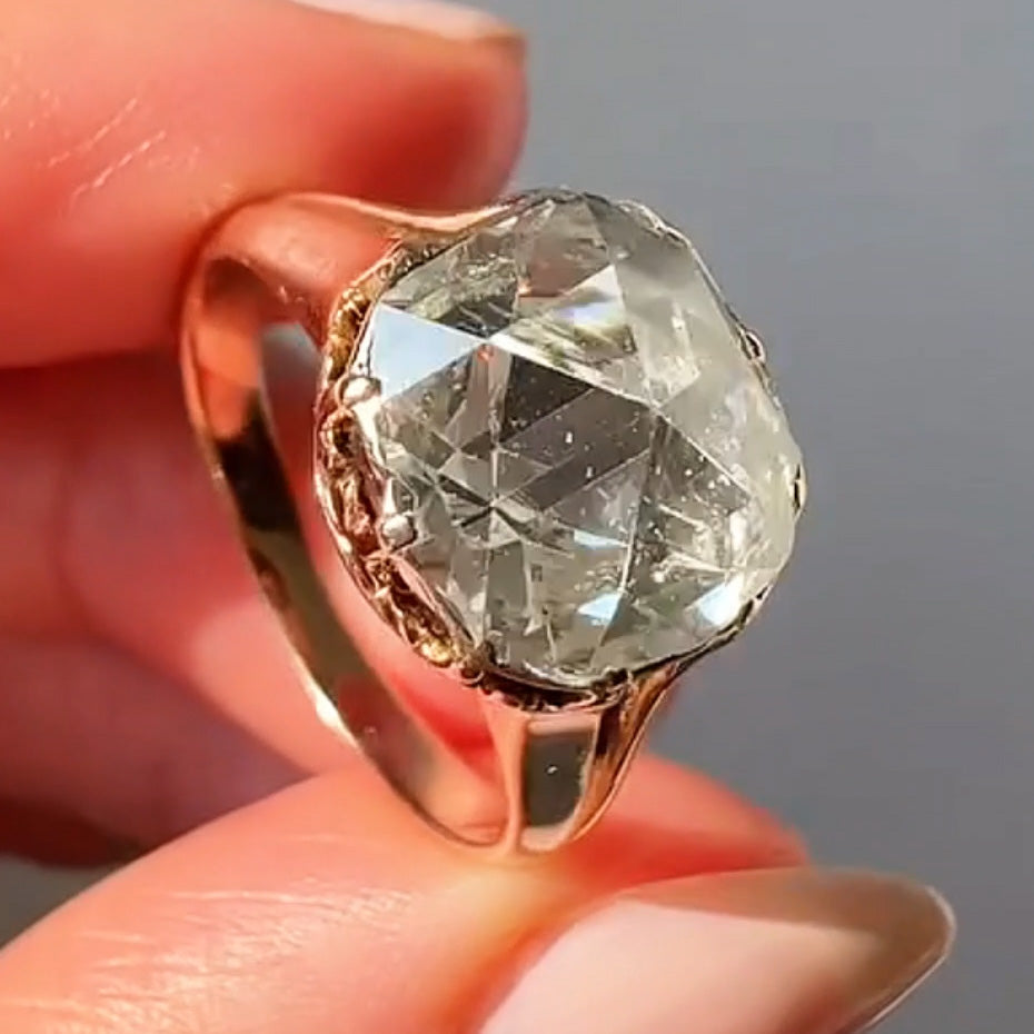 4.01ct Rose Cut Antique Ring -JOSHINY