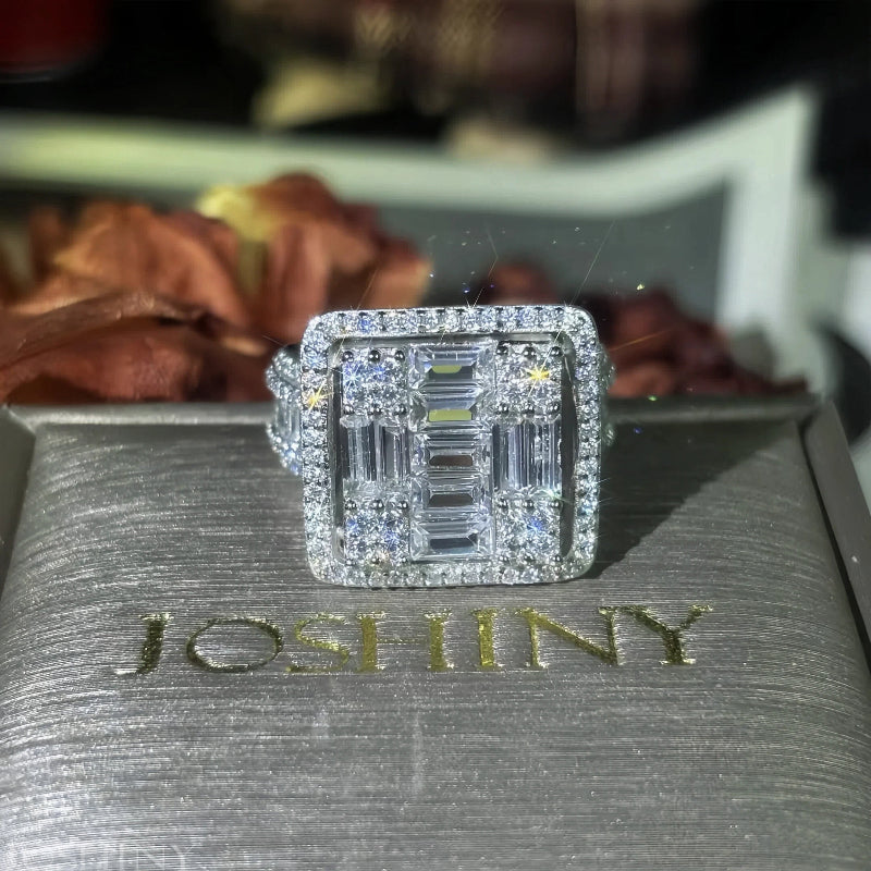 6 ctw Baguette Cut White Gemstone Full Set Ring -JOSHINY