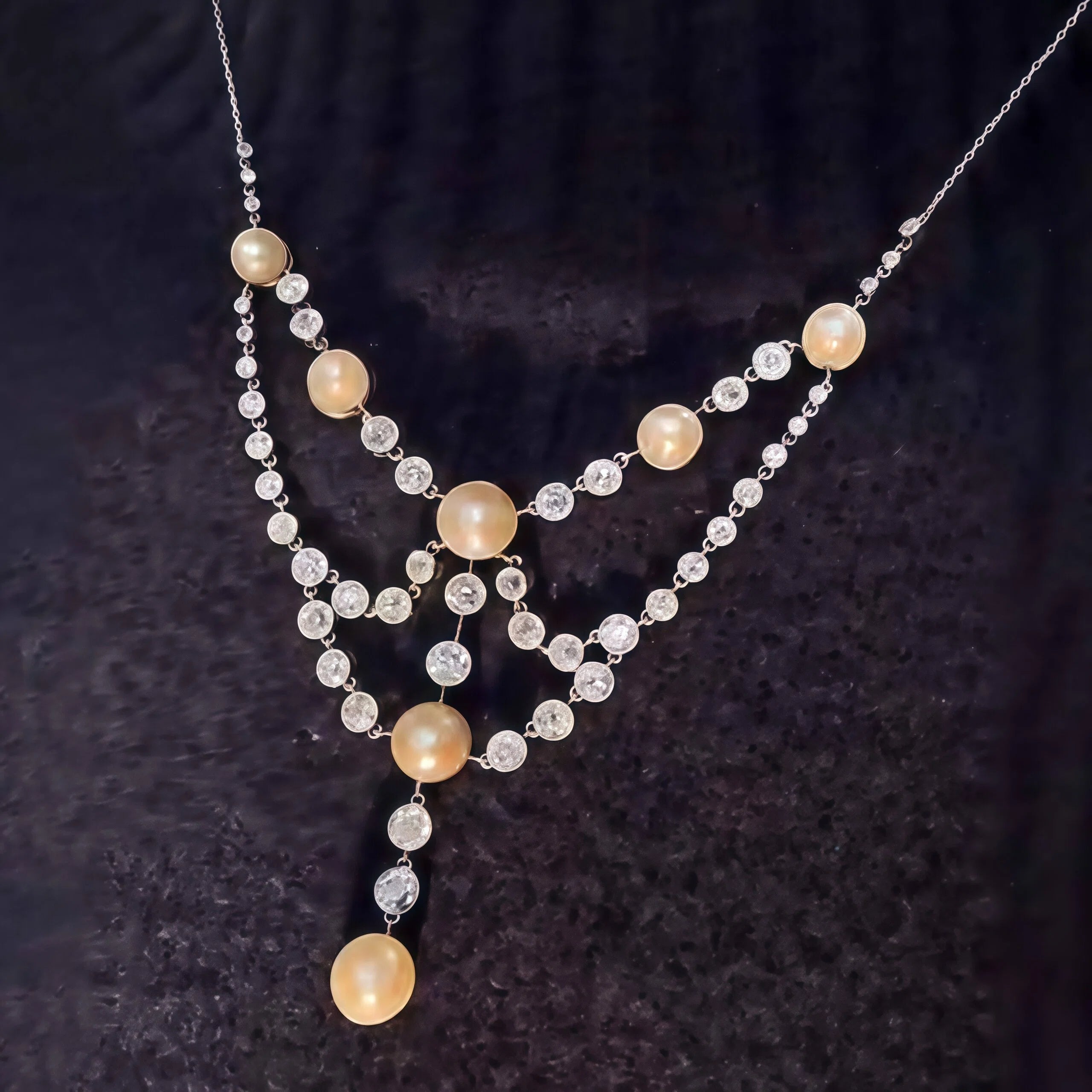 Gorgeous double-layered pearl and gemstone necklace-JOSHINY