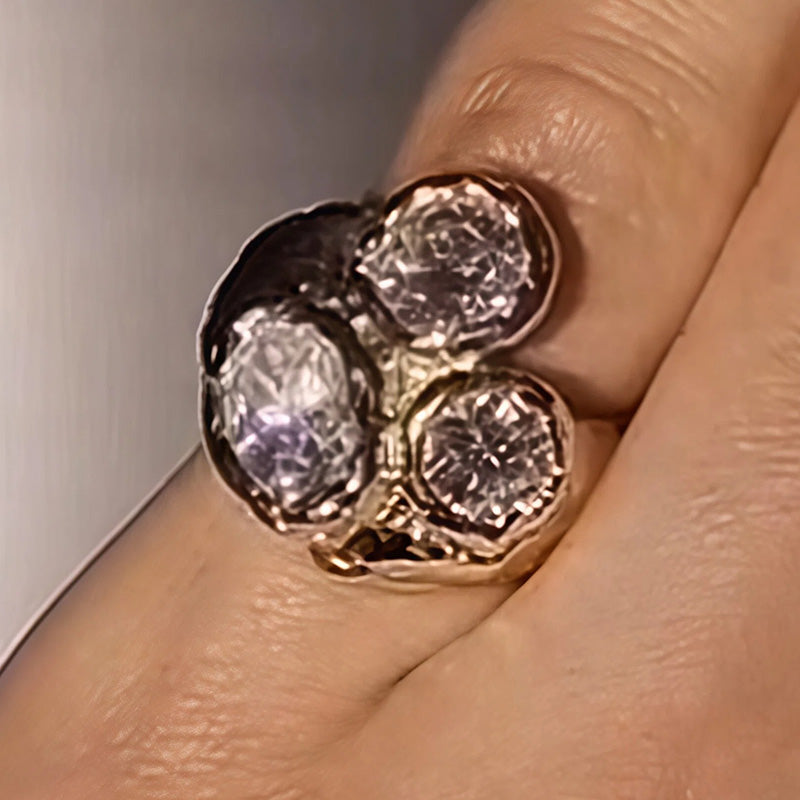 2.85Ctw Three Stones Declaration Ring