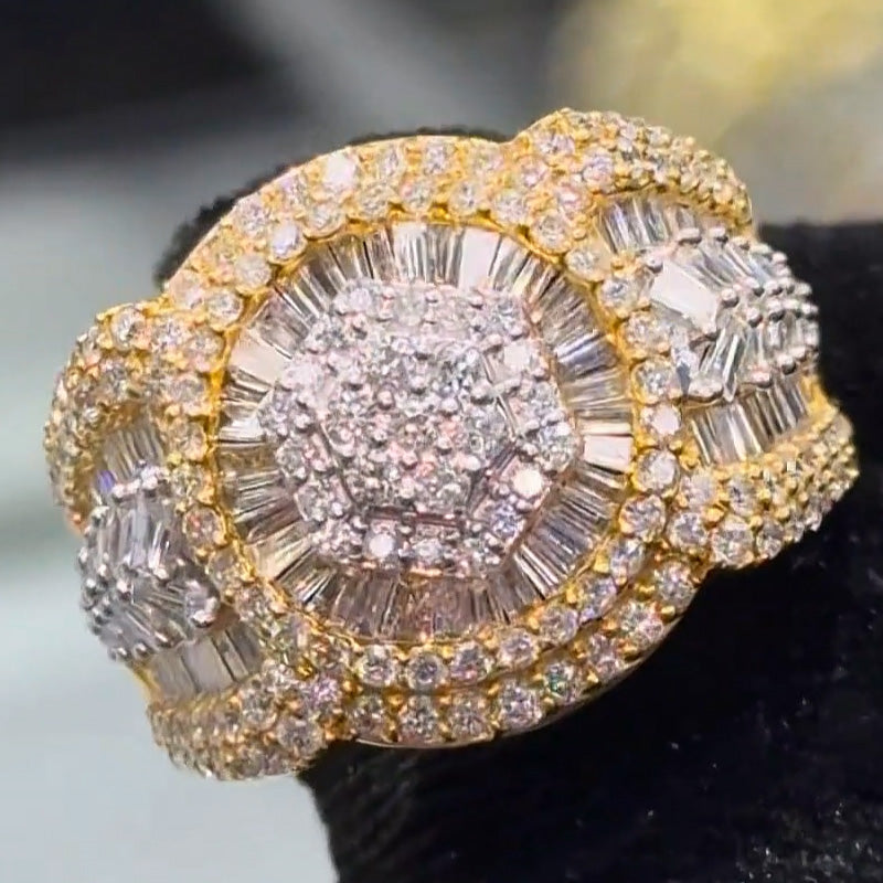 3.71ctw Round Rectangular Geometric Ring-JOSHINY