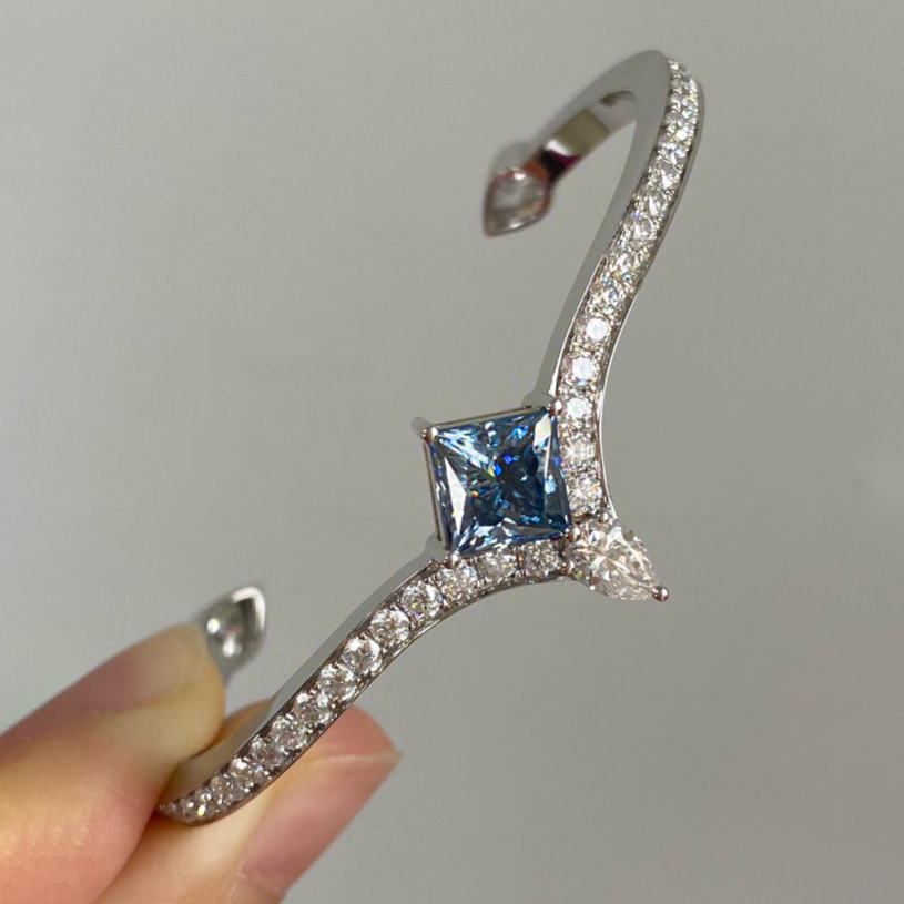 Delicate 4 ctw Square Cut Sapphire Bracelet -JOSHINY