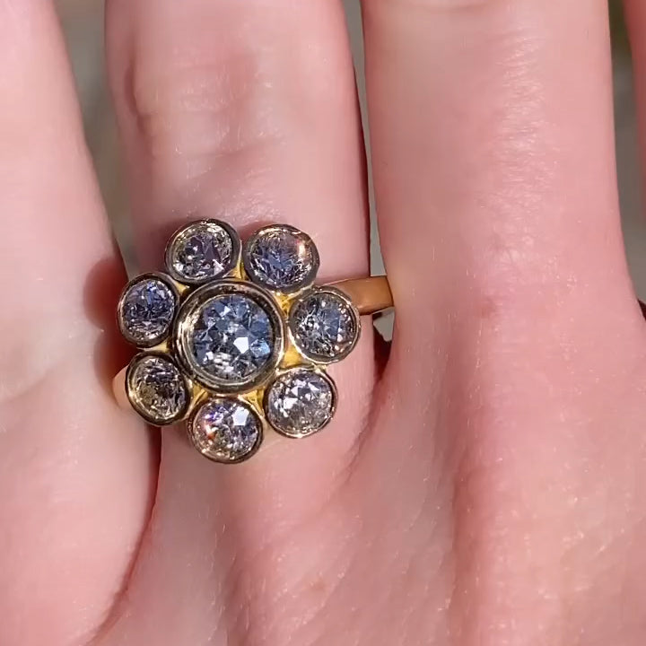 2.5ctw Bezel Set Old Cut Gemstone Ring -JOSHINY