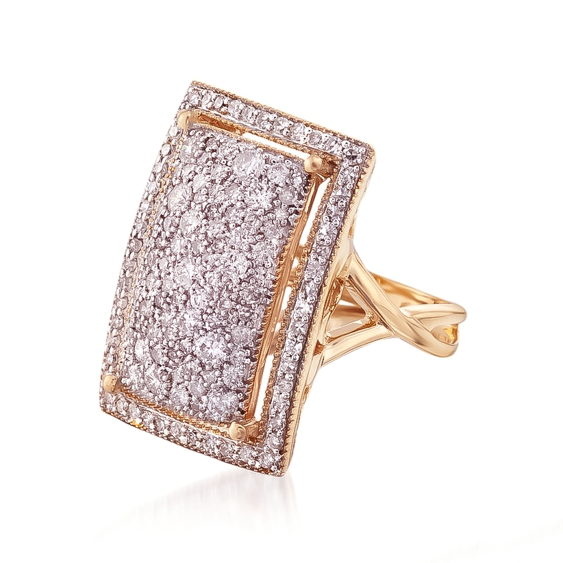 Exquisite 3 ctw Round Cut White Gemstone Pavé Square Ring -JOSHINY