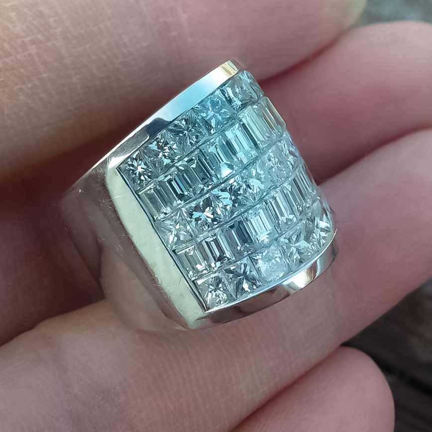 Stylish 3 ctw Square & Emerald Cut White Gemstone Pavé Ring -JOSHINY