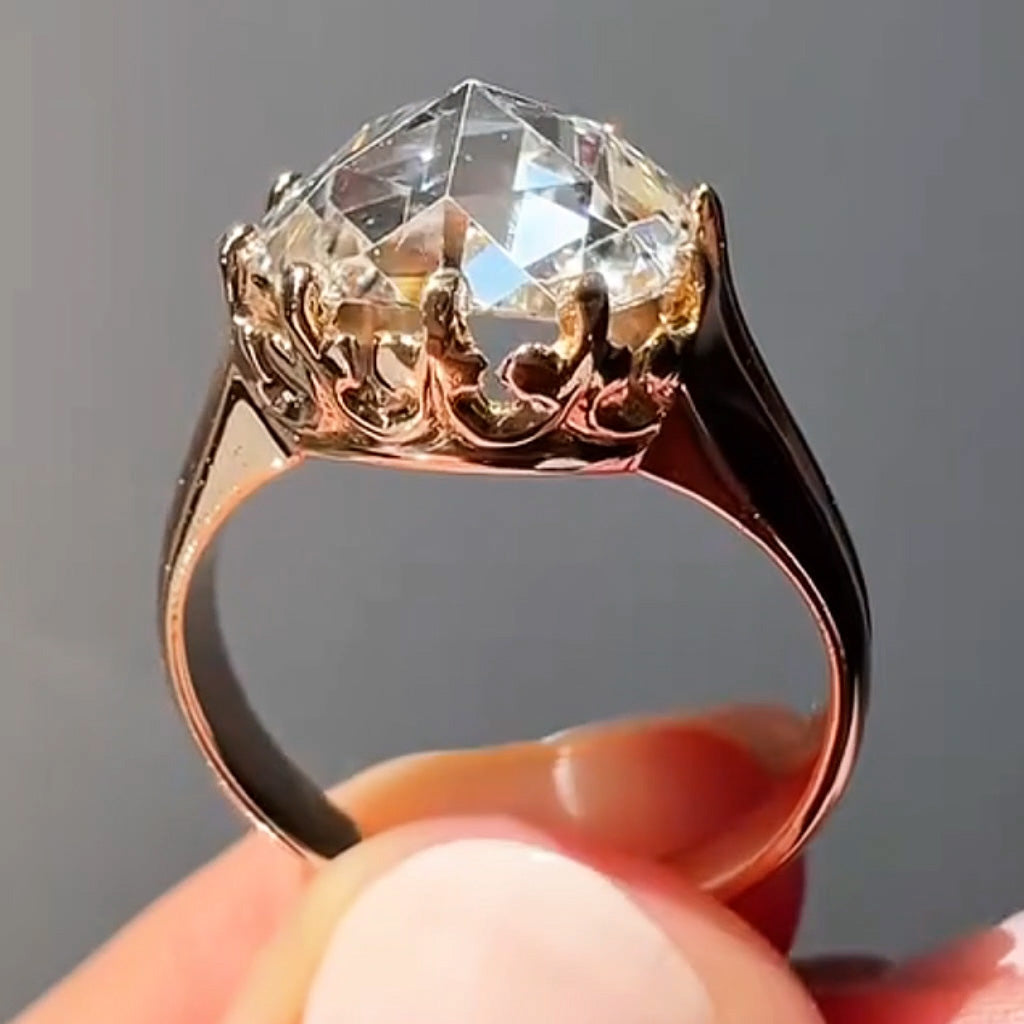 4.01ct Rose Cut Antique Ring -JOSHINY