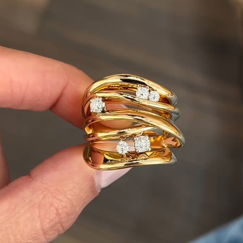 3ctw five stone wave ring -JOSHINY