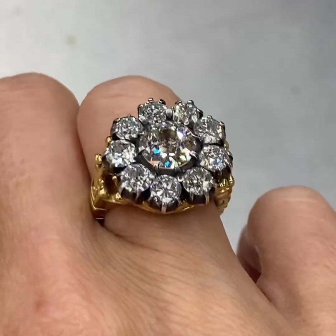 4.03ct Antique Old European Cut Genstone Ring -JOSHINY