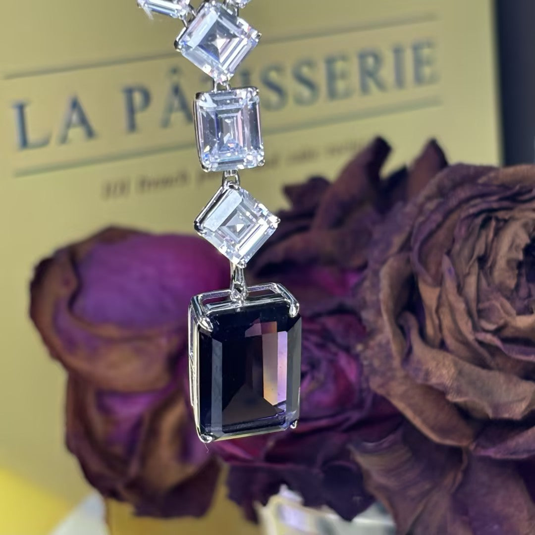 100ctw Six Colour Emerald Cut Pendant Necklace -JOSHINY