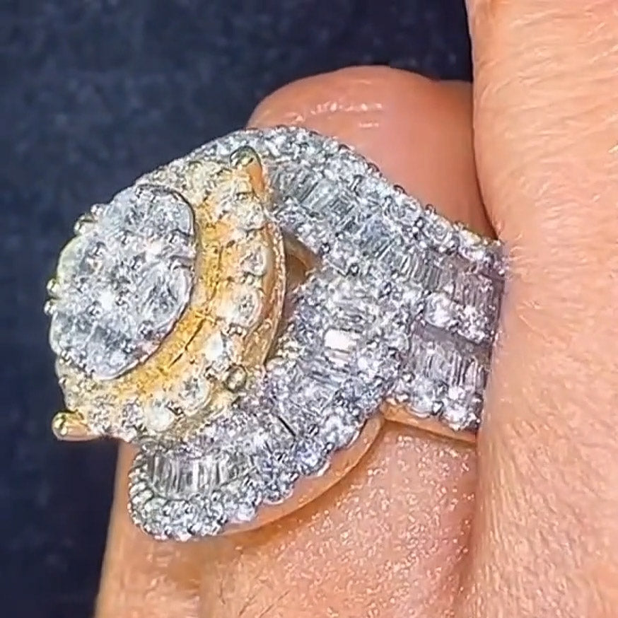 5.05ctw Baguette Cut with Round Gemstone Cocktail Ring-JOSHINY