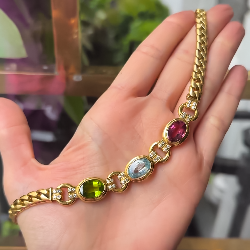 16 CTW Oval Cut Multi-colour Cubic Zirconia 925 Sterling Silver Necklace -JOSHINY