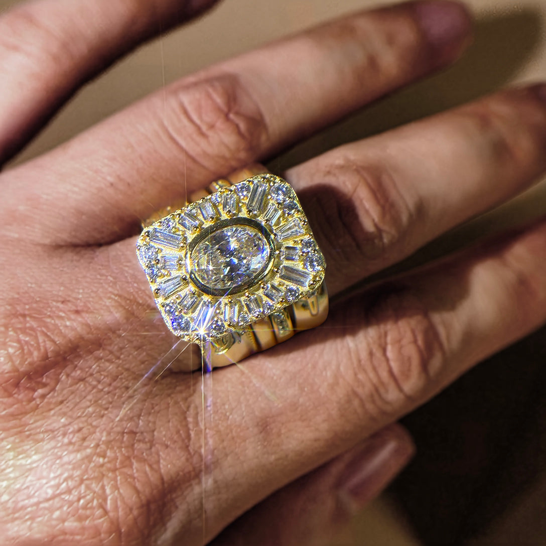 3.0ctw Oval Cut Extraordinary Cocktail Stacking Ring -JOSHINY