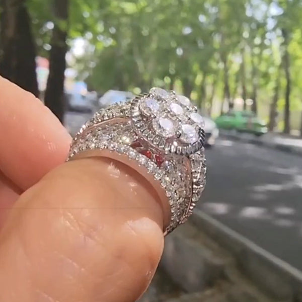 5ctw Outstanding Round Halo Gemstone Ring -JOSHINY