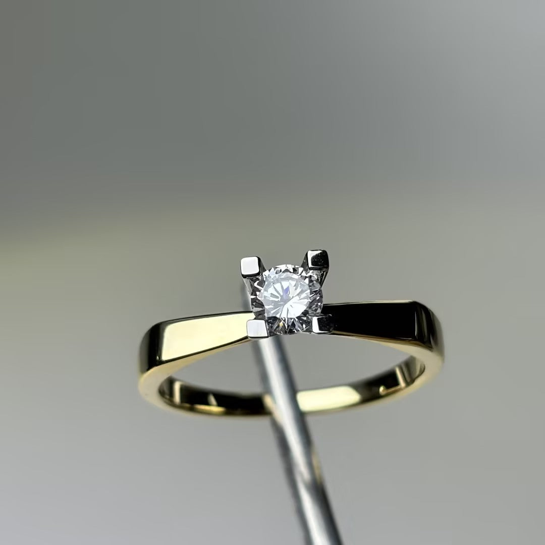 0.17Ctw round gemstone high-foot engagement ring-JOSHINY