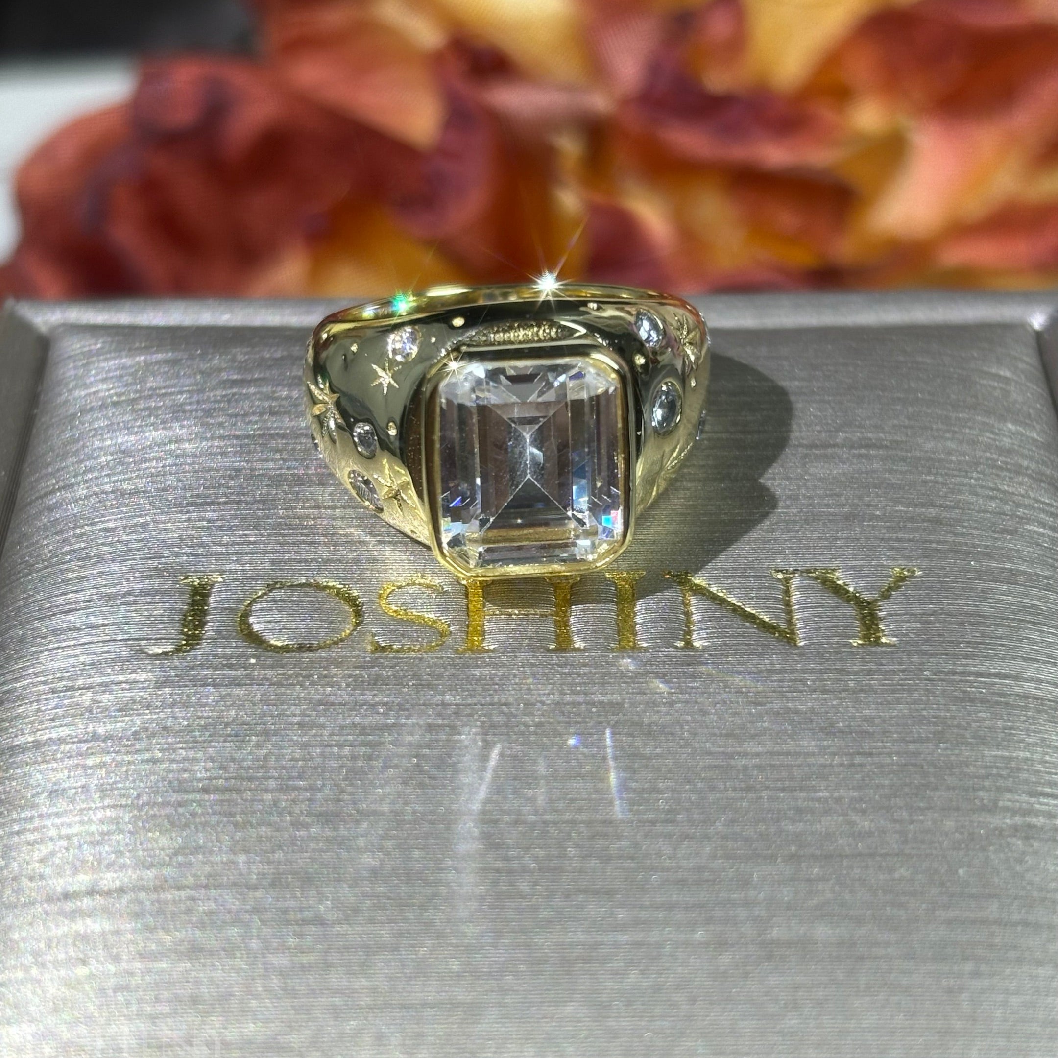 4.32ctw Emerald Cut Starry Sky Pattern Ring-JOSHINY