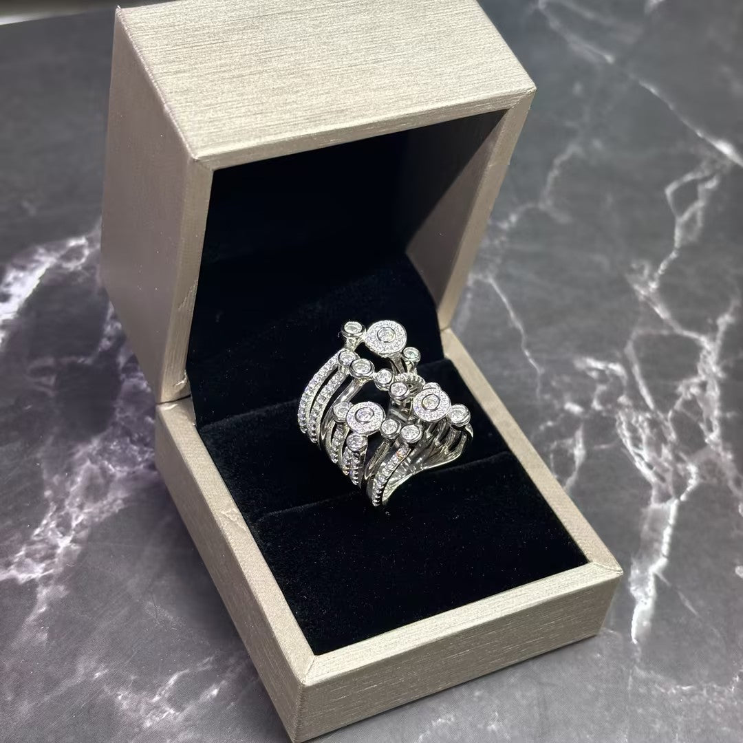 Stylish 3 ctw Round Cut White Gemstone Unique Ring -JOSHINY