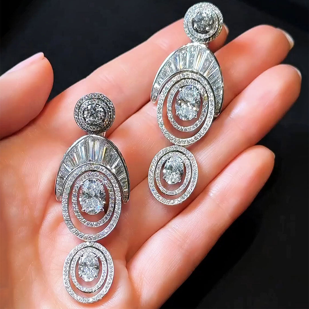 11ctw Ring Shape Line Strip Gemstone Earrings -JOSHINY