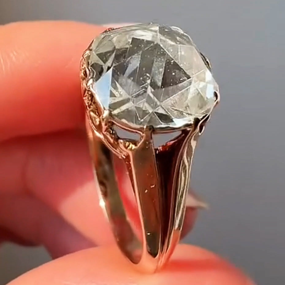 4.01ct Rose Cut Antique Ring -JOSHINY