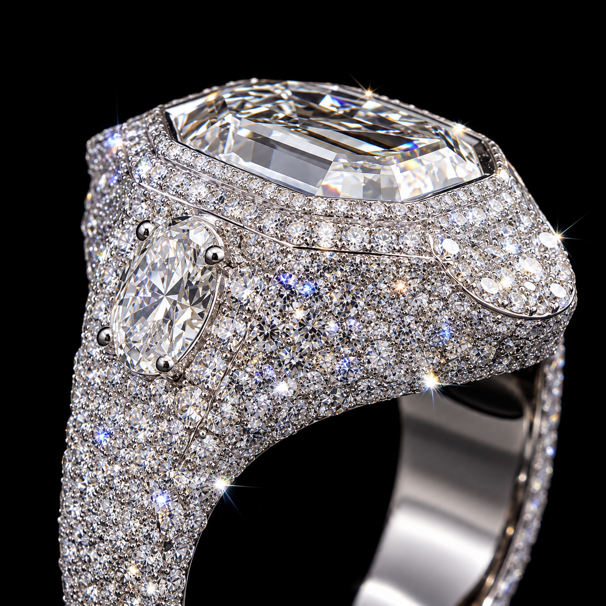 8CTW Octagon Cut White Moissanite Fashion 925 Silver Engagement Ring-joshiny