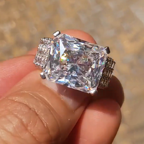 Gorgeous 20 ctw Radiant Cut White Gemstone Full Set Engagement Ring -JOSHINY