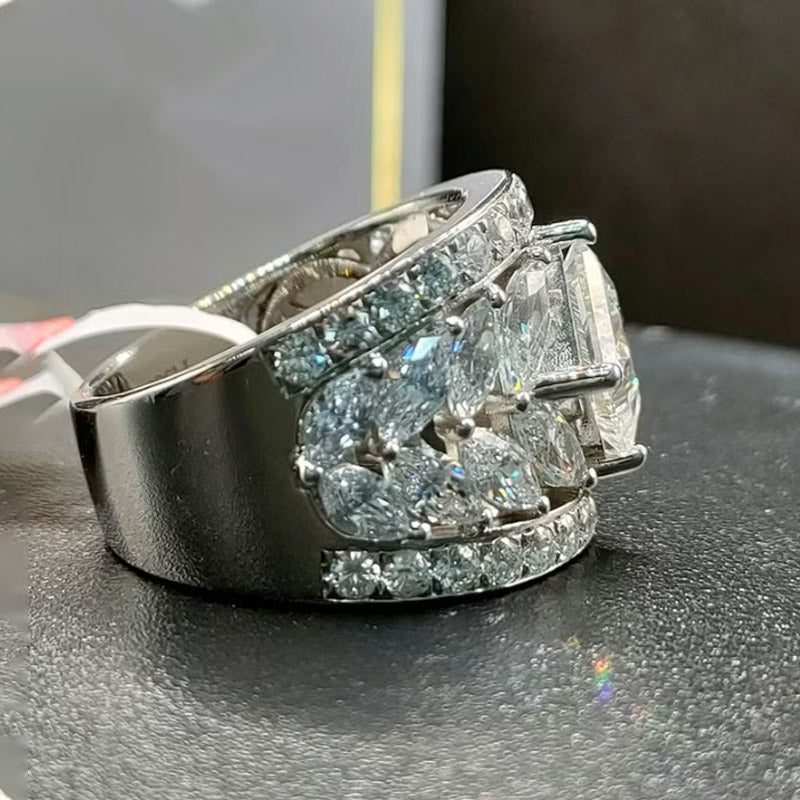 8ctw Princess Square and Marquise Cut Petunia Full Setting Ring-JOSHINY