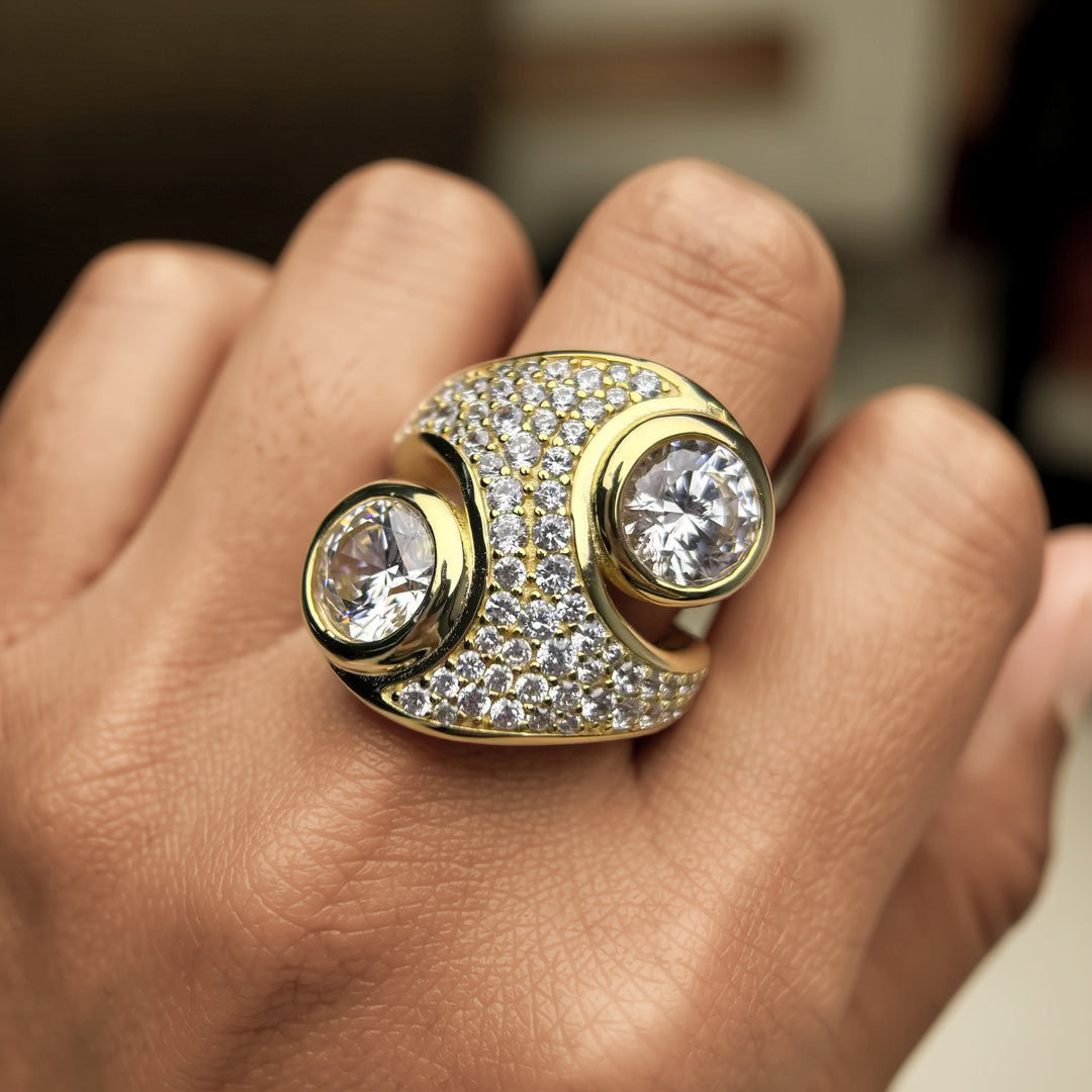 5.5Ctw Brown Gemstone Double Stone Side Ring-JOSHINY